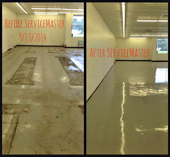 Floor Work on vinyl tiles by ServiceMaster Quality Services